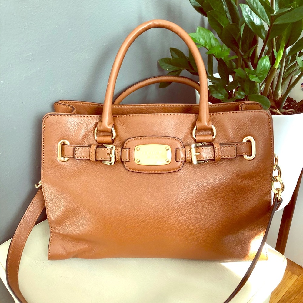 Michael Kors brown leather Hamilton satchel/tote